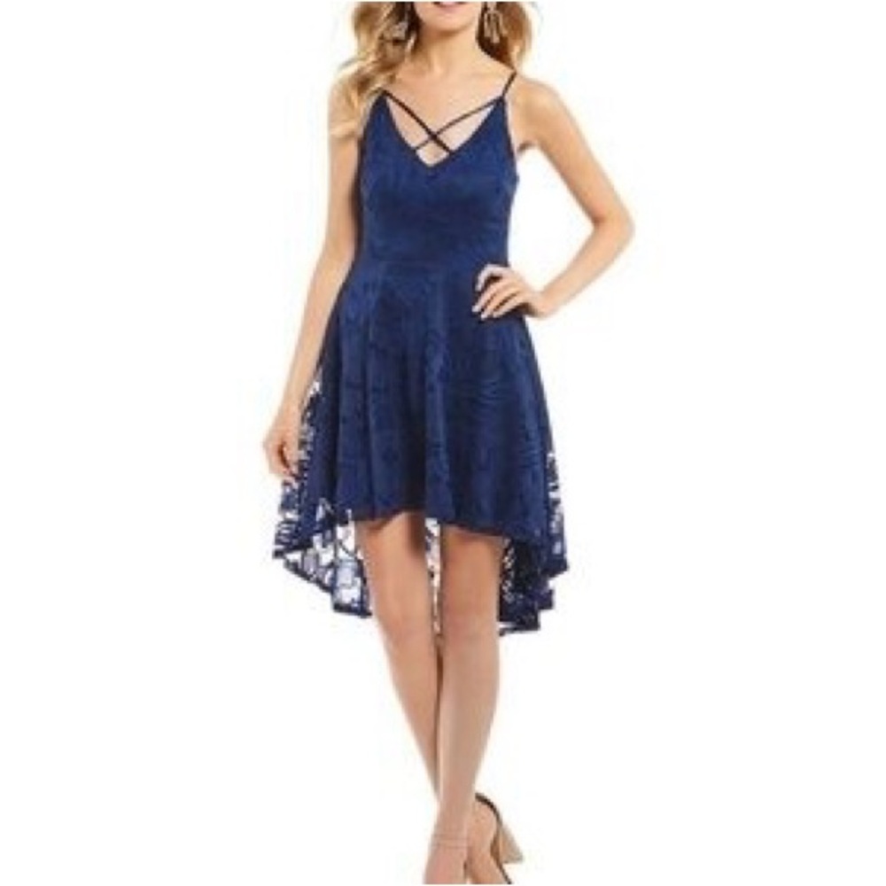 Teeze Me Royal Blue High Low Lace Dress - Picture 9 of 9